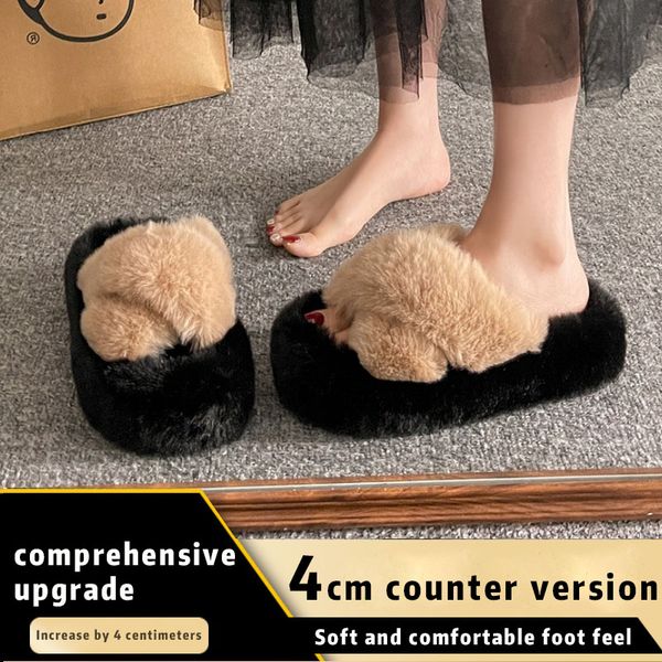 

2024 Fashion Designer Women's Summer rubber flat bottom Slippers White Blue Green Beige Indoor Comfortable Thick Plush Panda sandal Size 35-41, #1