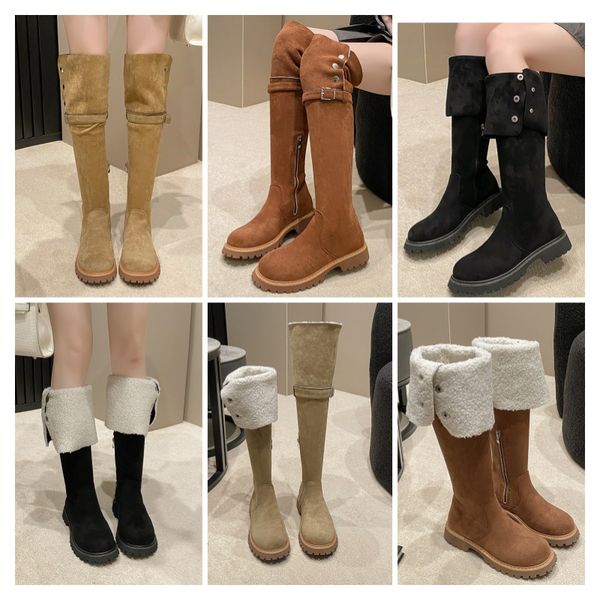 

2024 new falland winter season cotton shoes long boots plush boots Thick velvet snow boots shoes Designer design can be turned out long boots, Brown