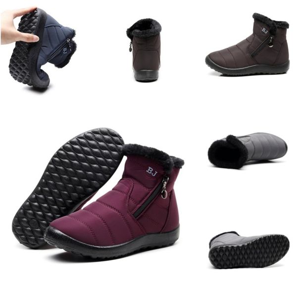 

New fashion ladies tide solid color side zipper cold-proof mid-calf snow boots short boots, Grey