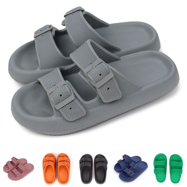 

Fashion Designer Women's men's Summer rubber flat bottom Slippers White Blue Green Beige Indoor Buckled non slip bathroom slippers sandal Size 35-45