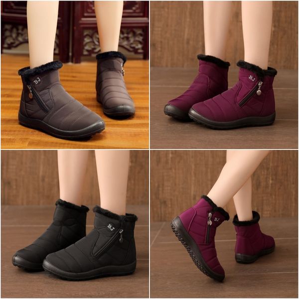 

2024 Casual Side Zipper Mid Calf Men's Women's Snow Boots Wide Waterproof Snow Shoes, Red