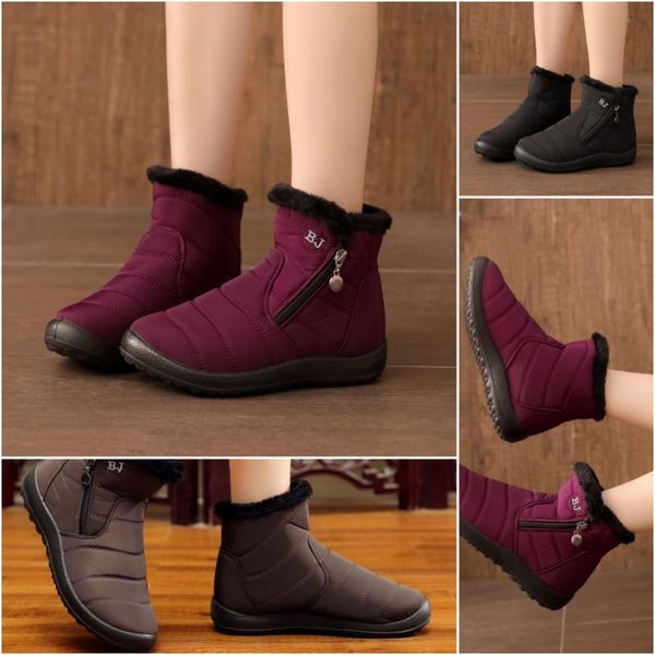 

Designer fashion new women's popular casual side zipper snow boots mid-calf boots wider cold short boots, Grey