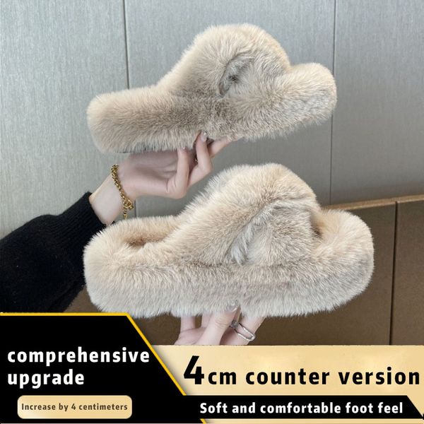 

2024 New Fashion Designer Women's Summer rubber flat bottom Slippers White Blue Green Beige Indoor Comfortable Thick Plush Panda sandal Size 35-41, #12