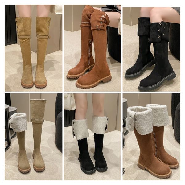 

2024 new Autumn and winter season cotton shoes long and plush boots Thick velvet snow boots Designer design can be turned out long boots, Blue
