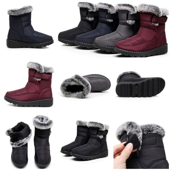 

Designer Casual Snow Boots Martin Ankle Ski Boots Non-Slip Round Toe Velcro, Blue