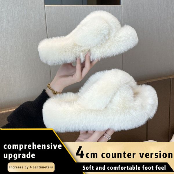 

New Fashion Designer Women's Summer rubber flat bottom Slippers White Blue Green Beige Indoor Comfortable Thick Plush Panda sandal Size 35-41, #9