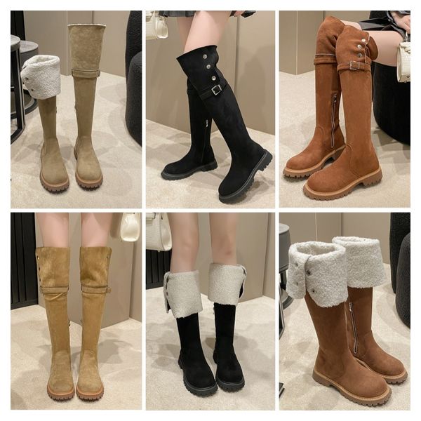 

2024 new fall and winter season cotton shoes long boots plush boots Thick velvet snow boots shoes Designer design can be turned out long boot, Grey