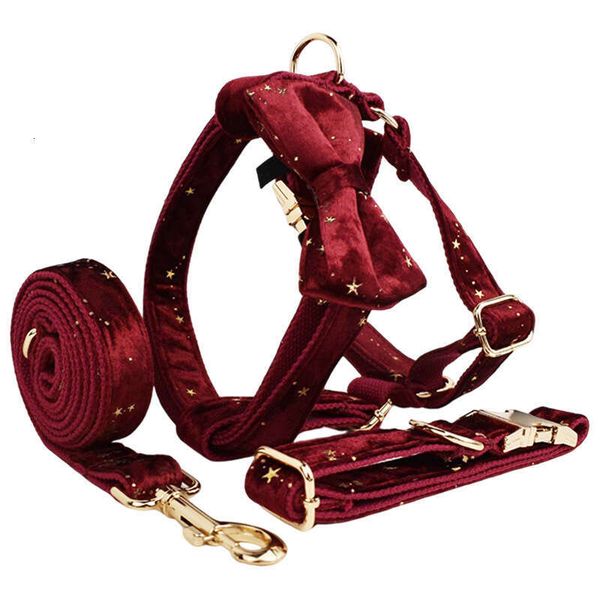 

Wine Red Veet Star Dog Leash Set Engraved ID Collar Fiber Material ral Pattern 6 Piece XS XL, Green