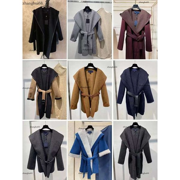 24ss Winter Fashion Wool Socialite Coats Warm Parkas Casual Letters Prints Women's Cape Coat Flexible - Jackets With Belts Jul 26