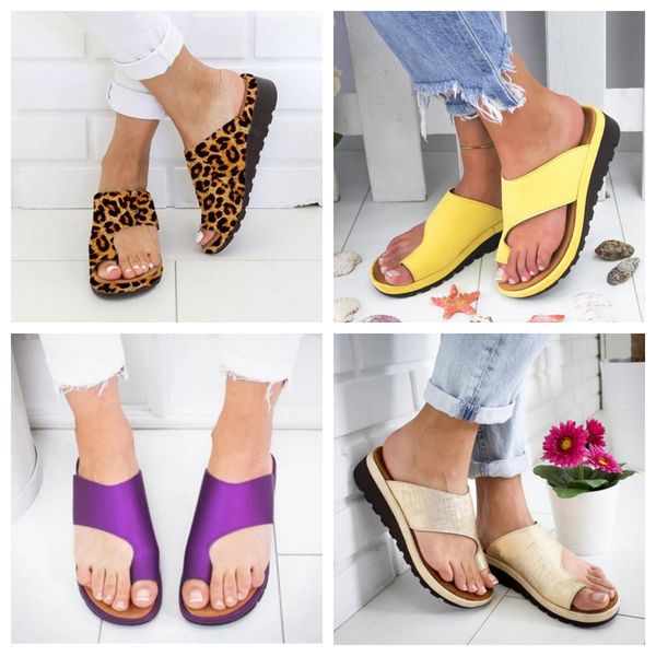 

designer slippers Women's flat toe casual sandals Slope Heel Slippers Summer beach sandals Lightweight Cool Dragging Outdoor size 35-43 leopard yellow purple GAI, White