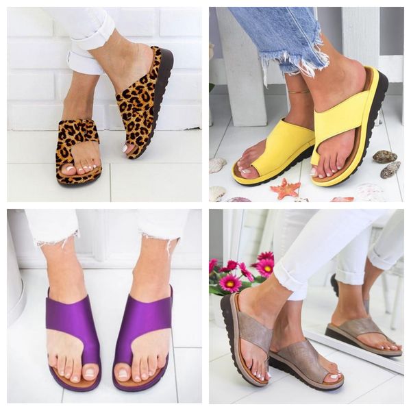 

designer slippers Women's flat toe casual sandals Slope Heel Slippers Summer beach sandals Lightweight Cool Dragging Outdoor size 35-43 leopard yellow silver GAI, Blue