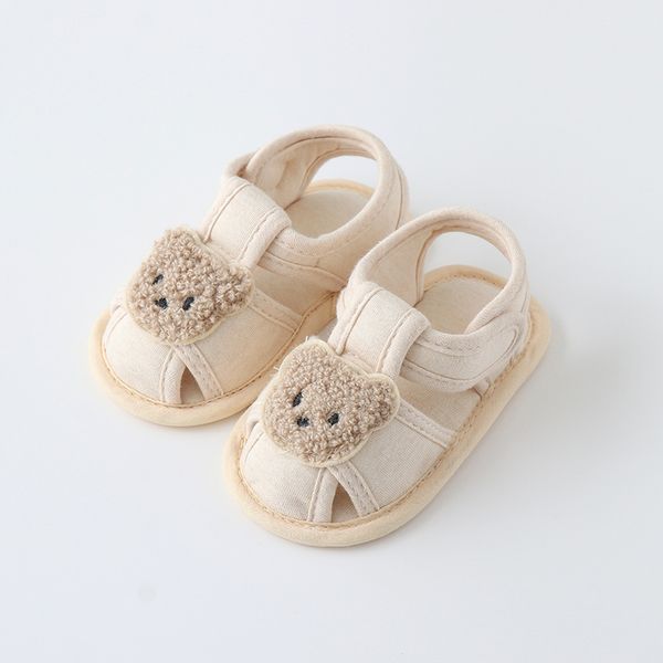 

Baby & Toddler Soft Summer Sandals: Solid Color Cartoon Bear Indoor Prewalker Shoes, White