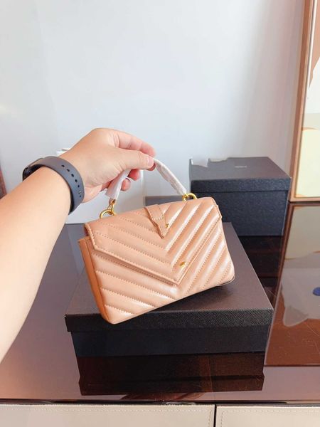 

2024designer handbags with brand womens shoulder bag womens small square bag diamond grid chain shoulder bag genuine leather, Small size gold chain