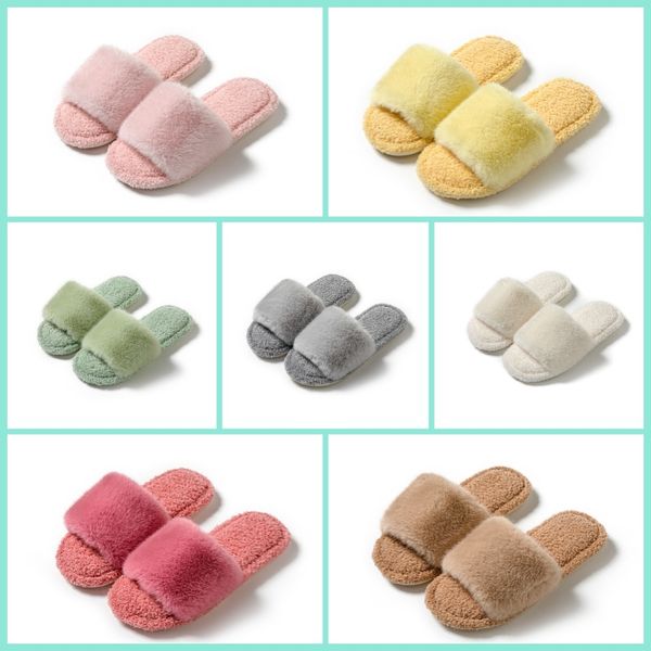 

2024 New Autumn Winter Women's Open Cotton Slippers Furry Slipper Outdoor and Indoor Plush Slippers Designer Long Plush Cotton Slippers, Grey