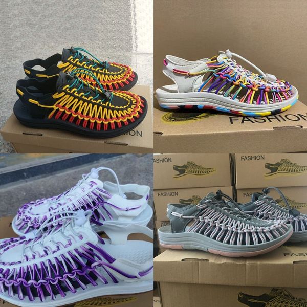 

2024 Designer Shoes White Purple Pink Colorful Men's and Women's Sports Breathable Sandals Strap Weaving Sandals Durable Outdoor Training Sandals 35-48, Dark grey