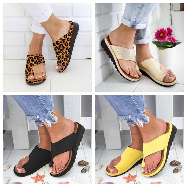 

Women's flat toe casual sandals Slope Heel Slippers Summer beach sandals Lightweight Cool Dragging Outerwear leopard yellow grey size 35-43 GAI, Blue