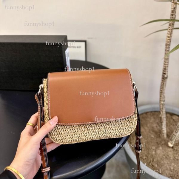 

2024 New straw bag Brand bag Luxury bag tote bag suitable for beach travel beach bag 10A high quality, White