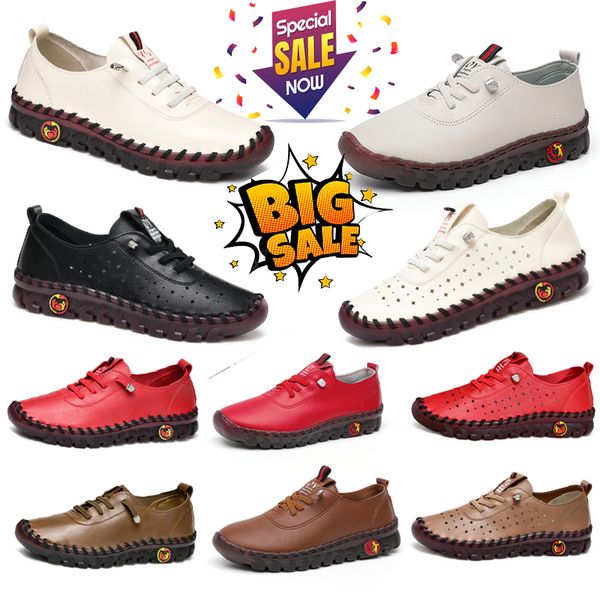 

Designer Shoes Breathable holes white Brown Red Men's Women's lace-up leather casual shoes Outdoor Wear resistant sports 39-44