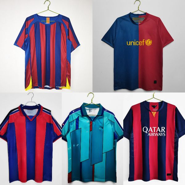 

1995 2005 2008 2014 barcelon AS Retro Soccer Jerseys vintage football shirt T RONALDINHO A.INIESTA Home and away games, Black