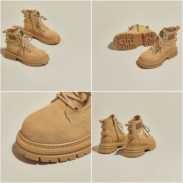 

casual Martin shoes for Women 2024 Autumn and Winter New boots female retro work boots thick bottom heightening, Blue