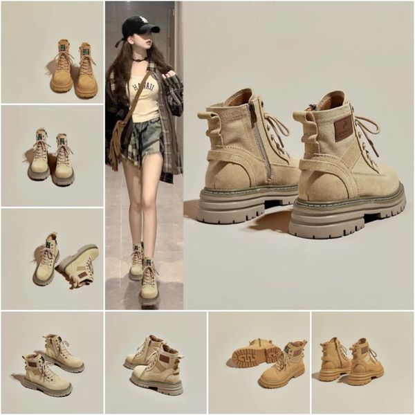 

casual Martin shoes for Women 2024 Autumn and Winter New boots female retro work boots thick bottom heightening Motorcycle boots Knight Boots, Blue