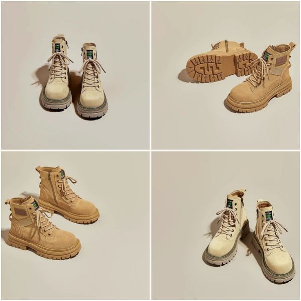 

Frosted leather Martin boots female 2024 fall and winter new retro work boots thick bottom heightening, Red