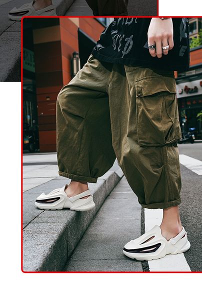 

2024 summer new Slippers for women cartoon style funny cute personality wearing Shark Mouth Hole Shoes white blue slippers outdoor comfortable, Black