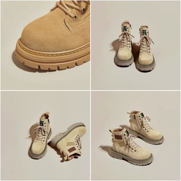 

Vintage Casual Autumn Winter Designer Solid Women's Boots Platform Sole Women's Martin Boots, Red