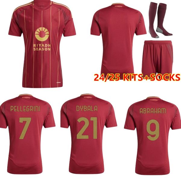 

As Rome jersey 24 25 DYBALA roMaS Soccer jerseys as rome ZANIOLO ABRAHAM WIJNALDUM Maglia Collection Football shirts MANCINI KUMBULLA men kids kit Uniforms, Black
