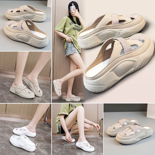 

Summer Girls Platform Sandals Classic Designer Slippers Women's Half Drag Breathable Thick Bottom Height Increase Hundred Sandals, Blue