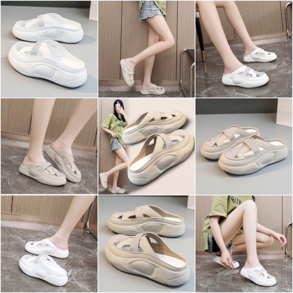 

Fashion youth slippers Women's summer hollow half drag breathable thick bottom height increase hundred slippers simple sandals, Red