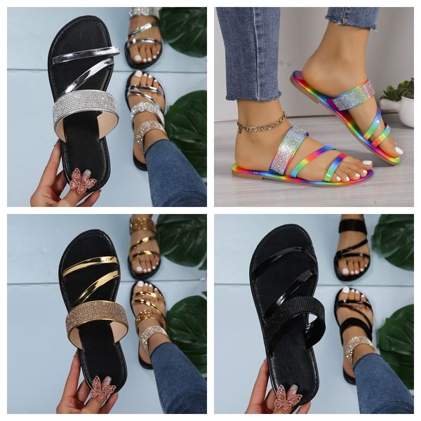 

designer sandals womens slippers fashion rhinestones outdoor summer breathable rhinestones casual cool shoes non-slip slides GAI, Gold