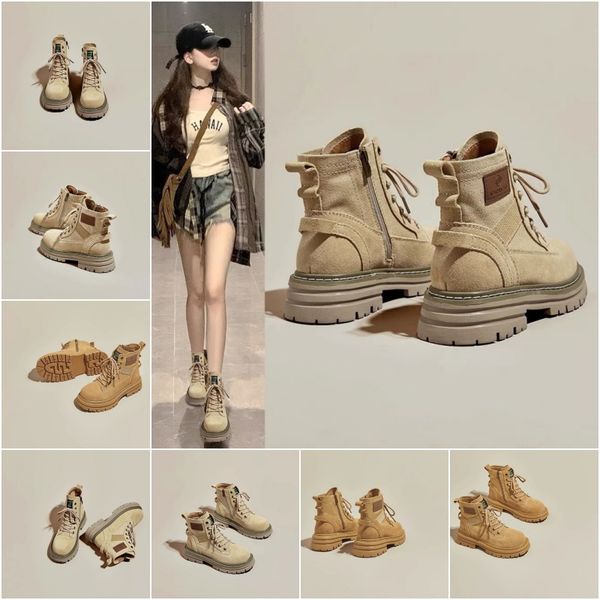 

2024 Winter New Casual Classic Designer Women's Boots Thick Sole Martin Boots, Red