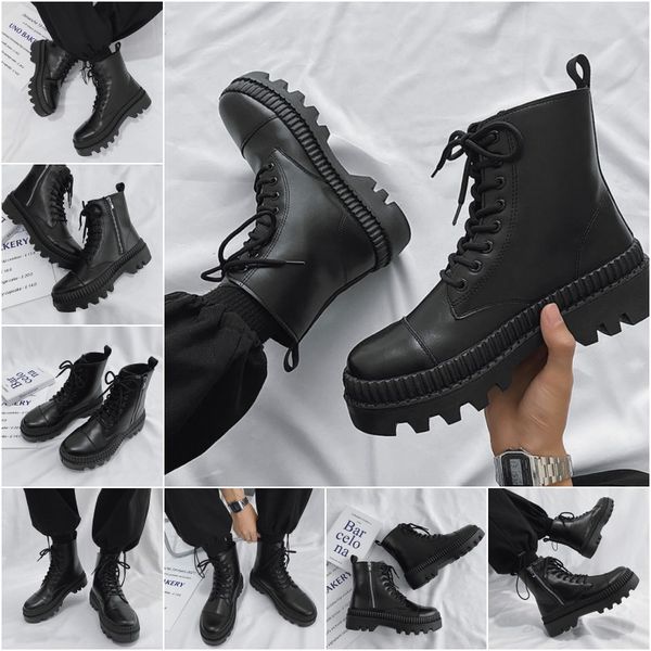 

Autumn Man Fashion Work Boots Sneakers Martin boots trend side zipper fall and winter black shoes women's biker boots