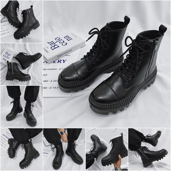 

2024 new Martin boots casual men's high boots trend side zipper fall and winter Martin work shoes women's biker boots, Black