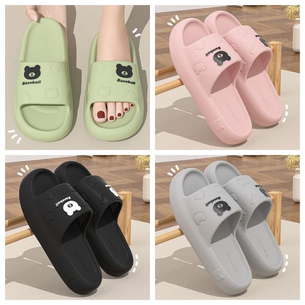 

freen shipping eva small bear slippers cartoon slides cushion slippers men thick soles non-slip bathroom home grey GAI, Black