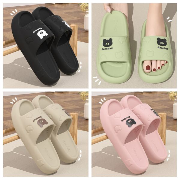 

freen shipping eva small bear slippers cartoon slides cushion slippers mens thick soles non-slip bathroom home pink khaki GAI, Green