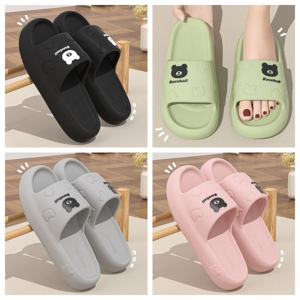 

2024 summer eva small bear slippers cartoon slides cushion slippers men women thick soles wear-resistant non-slip bathroom home green khaki GAI, Pink
