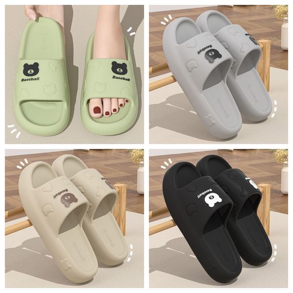 

free shipping eva small bear slippers cartoon slides cushion slippers men thick soles wear-resistant non-slip bathroom home grey GAI, Black