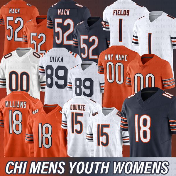 18 Caleb Williams jersey 15 Rome Odunze 2 DJ Moore Bears Football Jersey Brett Rypien Tyson Bagent Keenan Allen Cole Kmet Khalil Herbert Odunze Montez sweat jersey