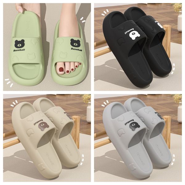 

2024 eva small bear slippers cartoon slides cushion slippers men women thick soles wear-resistant non-slip bathroom home green grey GAI