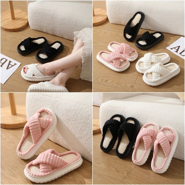 

2024 New casual Women's Slippers Indoor Home Slippers Soft Bottom Solid Color Home Cotton Slippers for All Seasons, Red
