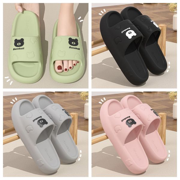 

free shipping eva small bear slippers cartoon slides cushion slippers men women thick soles wear-resistant non-slip bathroom home pink khaki GAI