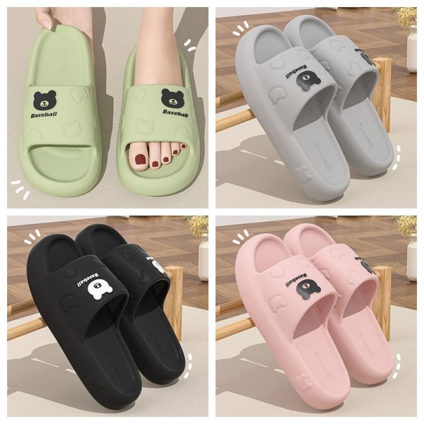 

free shipping eva small bear slippers cartoon slides cushion slippers men thick soles wear-resistant non-slip bathroom home black pink GAI, Green