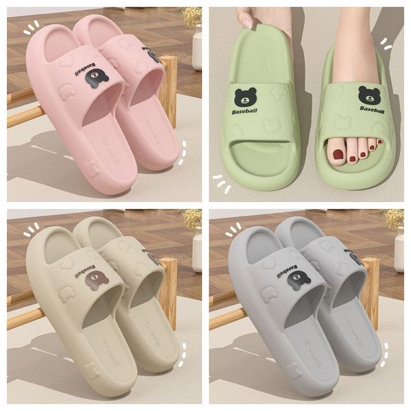

eva small bear slippers cartoon slides cushion slippers men women thick soles wear-resistant non-slip bathroom home khaki pink GAI