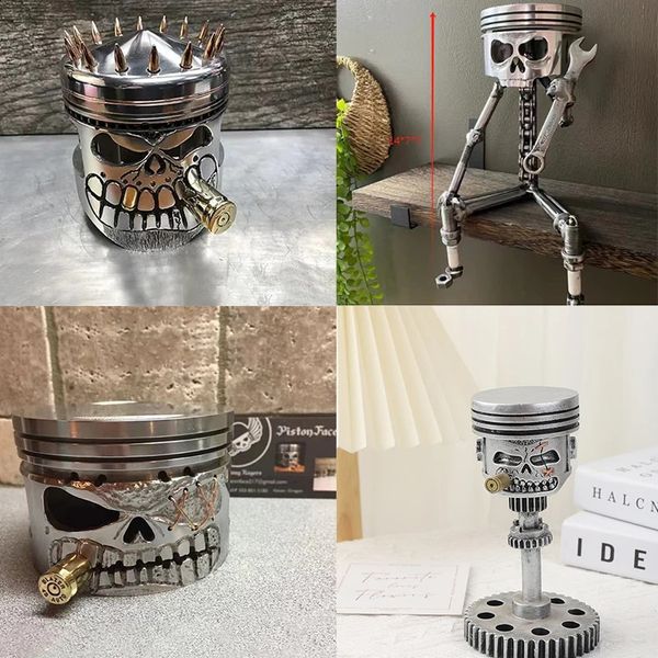 

Carving Piston Face Realistic Sculpture Skull Man Head Statue Office Home Table Gift Desk Halloween Decor 240729