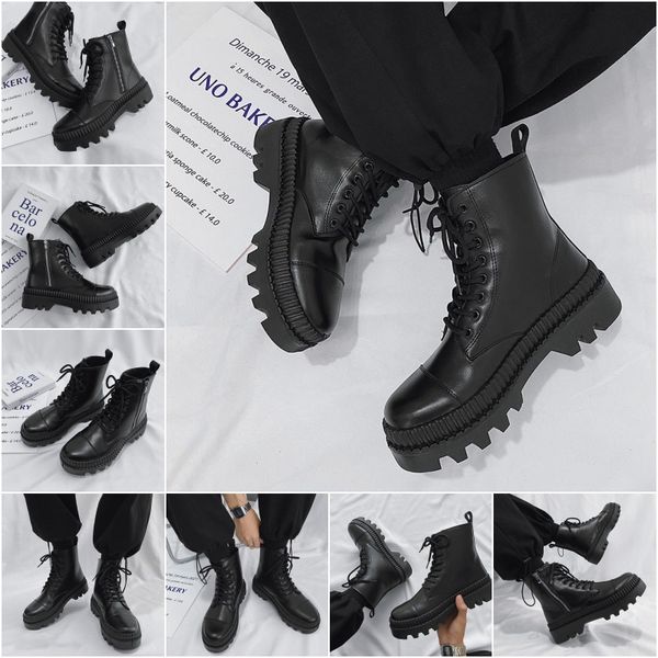 

Autumn Man Fashion Work Boots Sneakers Martin boots trend side zipper fall and winter black shoes women's biker boots