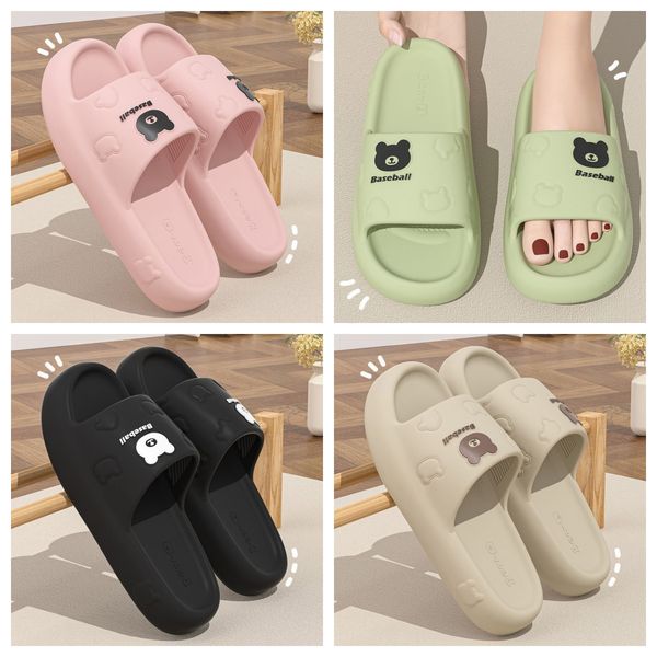 

2024 summer eva small bear slippers cartoon slides cushion slippers men women thick soles wear-resistant non-slip bathroom home black grey GAI