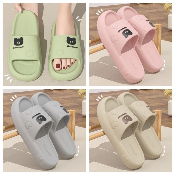 

free shipping eva small bear slippers cartoon slides cushion slippers men women thick soles wear-resistant non-slip bathroom home pink GAI, Grey