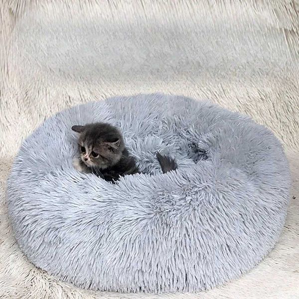 Circular cat nest plush cushion suitable for small dogs cat nests fluffy dog houses circular winter plush pads warm sleep pads pet suppliesX240730